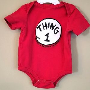 "Thing 1" red short sleeved onesie/bodysuit